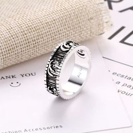Vintage 925 silver men and women's rings engraved with hollow square pair ring stripes