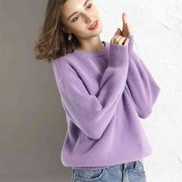 YYGegew Loose Knitted Cashmere Sweater Winter Solid Female Pullovers Warm Basic Knitwear Jumper 210922