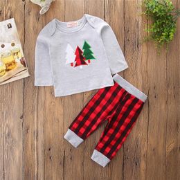 Boy Girl Kid Clothing Set Christmas Tree Long Sleeve T shirt +Pants Kids clothes Casual Two Piece sets