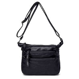 Shopping Bags Annmouler Fashion Women Pu Soft Leather Shoulder Multilayer Crossbody Premium Small Brand Black Handbag Wallet 220314