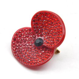 Pins, Brooches Fashion Red Acrylic Inlaid Rhinestone Flower Brooch Jewelry Pins Lapel Pin Broches Mujer Broche Bouquet For Women