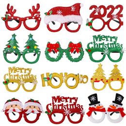 12pcs Christmas Glasses Glitter Party Glasses Frames Christmas Decoration Costume Eyeglasses for Christmas Parties Holiday Favors Photo