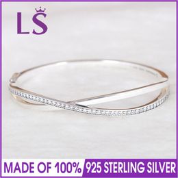 High Quality Starry Galaxy Entwined With Cubic Zirconia Bangle Bracelet Fit Women Charm 925 Sterling Silver Jewelry W