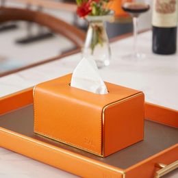 Tissue Boxes & Napkins Car Accessories Leather Square Nordic Luxury Travel Case Wet Wipes Container Reusable Serwetnik Storage Box