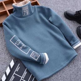 Children Tops Baby Kids Boy Winter Warm Turtleneck Sweatshirts Girls Boys Letter Pullover for Fashion Clothes 211110
