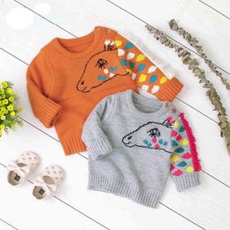 Autumn Winter Boy Girl Long Sleeve Cartoon Horse Knitted Sweater Boys Girls Sweaters For Baby Kids 210429