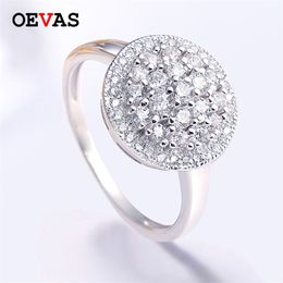 OEVAS 100% 925 Sterling Silver Ring For Women Top Quality Sparkling Zircon Wedding Engagement Party Fine Jewelry Gifts Wholesale 211217