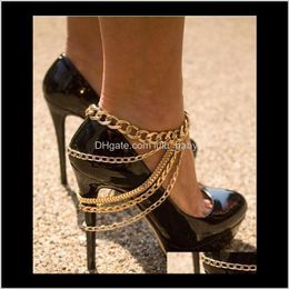 Anklets For Women Fashion Punk Gold Sier Plated Alloy Chains Tassel Foot Jewellery Drop Delivery 2021 Xcnez