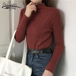 Solid Knitwear Sweaters Turtleneck Women Sweater Autumn Slim Fit Bottoming Pullover Long Sleeve Office Lady Clothes 10605 210527