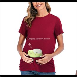 Tops Tees Clothing Supplies Baby Kids Drop Delivery 2021 Shirt Summer Round Neck Short Sleeve Printed Large Maternity Tshirt Dylrb