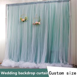 Party Decoration Wedding Backdrop Curtain Event Decor Customized Stage Background Ice Silk Drape With Organza
