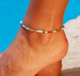 Crystal Beads Anklets Women Female Barefoot Sandals Foot Jewelry Multi Color Ankle Bracelets For Girls Leg Chain