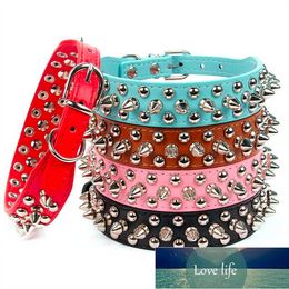 Adjustable PU Leather Punk Rivet Spiked Dog Collar Pet Collars Leather Dog collar Neck Strap Supplies For Small Dog Cats