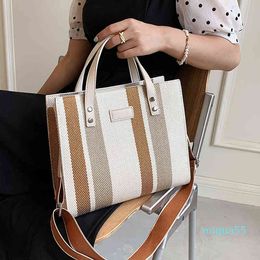 Fashion Bag Tote Casual Stripe Canva Handbag Big Shopper s for Large Capacity Briefcase Shoulder