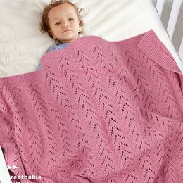 Spring Autumn Winter Infant Baby Boy Girl Knit Hollow Out Blanket born Quilt Boys Girls Pure Colour Hold 210429