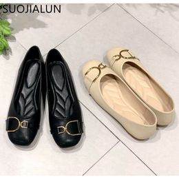 SUOJIALUN Fashion Flat Shoes Women Spring Autumn New Round Toe Ballet Flats Slip On PU Leathe Casual Loafers Female Shoes C0330