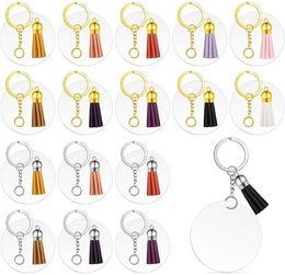 Creative keyring 5cm Blank Disc with Suede Tassel Vinyl Keyrings Available Monogrammed Clear Acrylic Disc Tassel Keychain