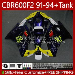 Fairings +Tank For HONDA CBR 600 600F2 CBR600 F2 FS CC 1991 1992 1993 1994 Repsol blue Body 63No.104 CBR600F2 600CC 600FS 91-94 CBR600-F2 CBR600FS 91 92 93 94 Bodywork Kit