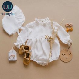 Clothes 0-2T Long Sleeve Romper Jumpsuits One-piece New Fashion 100% Organic Cotton Newborn Baby Girl Rompers 210317