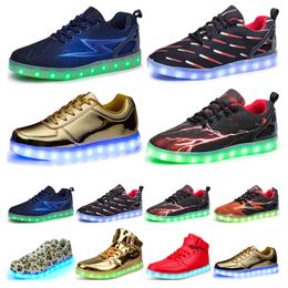 Casual luminous shoes mens womens big size 36-46 eur fashion Breathable comfortable black white green red pink bule orange two 25
