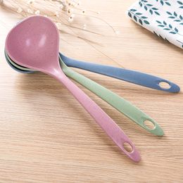 Wheat Straw Soup Spoon Long Handle Cooking Soups Spoons Thickened Big Scoop Hotel Dining Room Cooking Scoops Kitchen Tool BH6191 TYJ