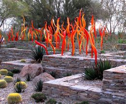 Floor Lamps Custom Made Home Garden Decor Reeds Cattails Grass Handmade Chihuly Blown Murano Glass Sculpture