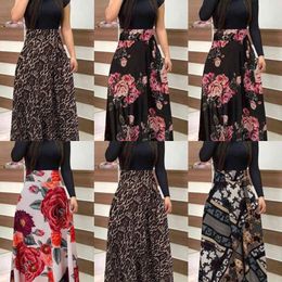 Plus Size Women Autumn Print Stitching Flower Casual Long Party Dr2020 Vestidos Bodycon Elegant Sexy Woman Maxi DrFemme X0529 X0621