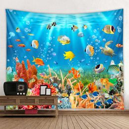 Tapestry Decoration Curtain Picnic Table Cloth Hanging Home Bedroom Living Room Dormitory Decoration Beach Starfish Sea Fish 210609