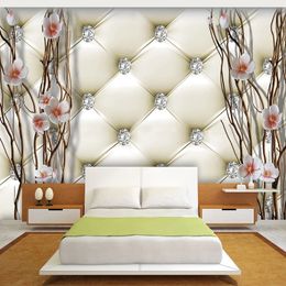 Custom Mural Wallpaper 3D Embossed Plum Branches Painting Art Soft Package Living Room TV Backdrop Home Decor Waterproof