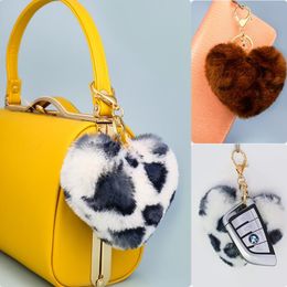 Cute Plush Love Keychain Pendant Unique Leopard Pattern Ladies Bag Accessories Couples Give Each Other Valentine's Day Gifts Keychains