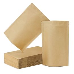 11 Size Zipper Brown Kraft aluminizing Pouch,Stand Up Kraft Paper Aluminium Foil Bag Resealable Zipper Grip Seal Food Grade Wholesale LX4281