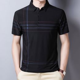 Ymwmhu Fashion Slim Men Polo Shirt Black Short Sleeve Summer Thin Shirt Streetwear Striped Male Polo Shirt for Korean Clothing 210401