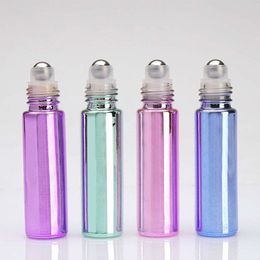 10ml Electroplate Roll On Bottles Empty Roller Bottles With Stainless Steel Roller Ball For Essential Oils DH203