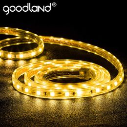 smd diodes UK - Goodland LED Strip Light AC 220V SMD 5050 Flexible LED Diode Tape Neon Ribbon LED Strip Waterproof for Living Room 10M 15M 20M Y0720