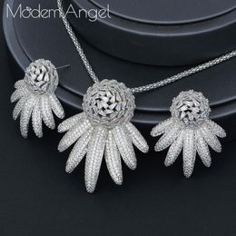 Earrings & Necklace ModemAngel Trendy Wedding For Women Accessories Full Cubic Zirconia Bridal Jewelry Sets