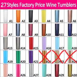 27 Styles 20oz Skinny Tumbler With Clear Straws Lids Vacuum Insulated Mug Stainless Steel Cups Wine Tumblers