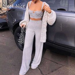 Two Piece Set Women Ribbed Zipper Crop Top and Long Pants Set Sexy Short Sleeve 2 Pieces Sets Tracksuit Women Conjunto Feminino Y0625