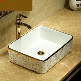 Rectangular Bathroom Counter Top Wash Basin Cloakroom Hand Painted Vessel Sink bathroom sink bowlsgood qty