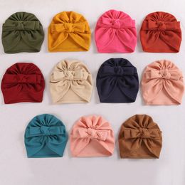 Baby Hair Accessories Kids Knitted Bows Turban Babes Hat Newborn Head Wraps for Baby Girls Boys Beanies Hospital Caps