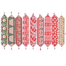 NEWChristmas Cloth Table Runner 180*35 cm Merry Xmas Kitchen Tables Decorations LLD11246