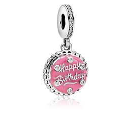 Fit Pandora Charm Bracelet European Silver Charms Snake Bead Happy Birthday Pink Enamel Pendant DIY Snake Chain For Women Bangle Necklace Jewellery