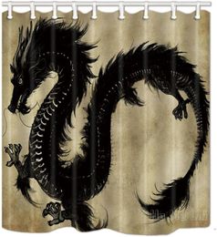 Shower Curtains Fantasy Dragon Decor Chinese Mythology Snake Theme Waterproof Polyester