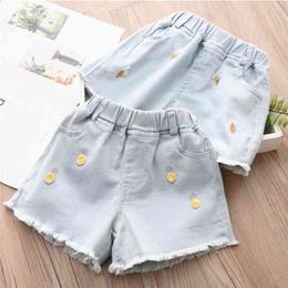 Summer Fashion 2 3 4 5 6 7 8 9 10 Years Children Clothing Embroidery Decoration Pocket Denim Shorts For Baby Kids Girls 210701