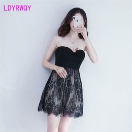 autumn Japanese style nightclub sexy lace low-cut bar wrapped chest dress Sleeveless Zippers 210416