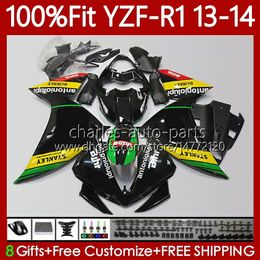 OEM Bodywork For YAMAHA YZF-R1 YZF1000 YZF R 1 1000CC 2013 2014 MOTO Body Black yellow 97No.58 100% Fit YZF R1 1000 CC YZFR1 13 14 YZF-1000 13-14 Injection Mould Fairing Kit