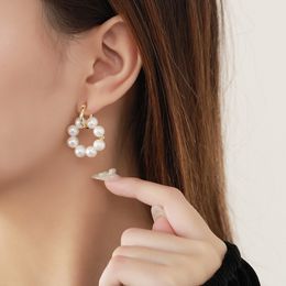 Hoop Huggie Pearl Ear Dollar Face Slim 925 Sterling Silver Female Retro Ins Cold Wind Circle Fashion French Earrings