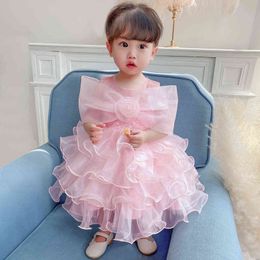 2021 Toddler Bow Baptism Baby Dress Christmas 1st Birthday Dress for Baby Girl Party Wedding Palace Evening Princess Dress 3M-5T G1129