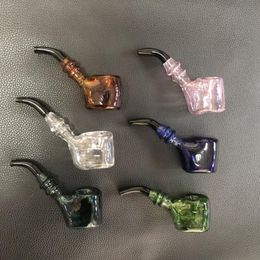 Colorful Cool Pyrex Thick Glass Smoking Tube Handpipe Portable High Quality Handmade Dry Herb Tobacco Oil Rigs Bong Pipes DHL Free