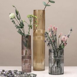 Vases Modern Art Luxury Tall Glass Vase Desktop Hydroponics Flower Plant Holder Nordic Home Decoration Room Decor Wedding Gift