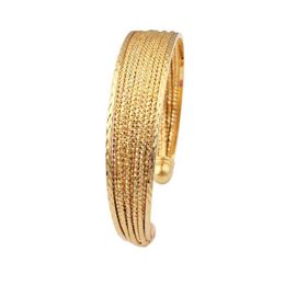 New Vintage Gold Bracelets for Men Women Gold Colour Bangle African Algeria Wedding Fashion Jewellery Q0717